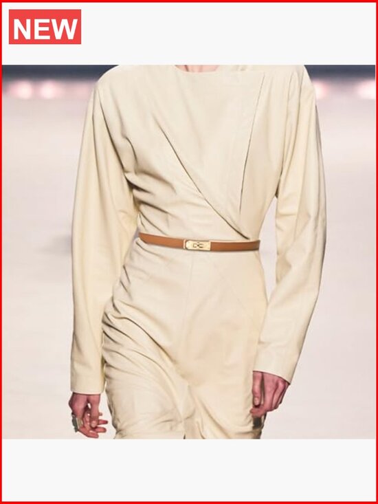 Adjustable Thin Leather Belt with Metal Turn Lock Buckle main image 6